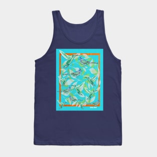 hummingbird and mockingbird, birds birdy pattern ecopop Tank Top